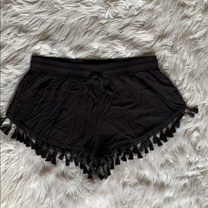 comfortable black tie shorts